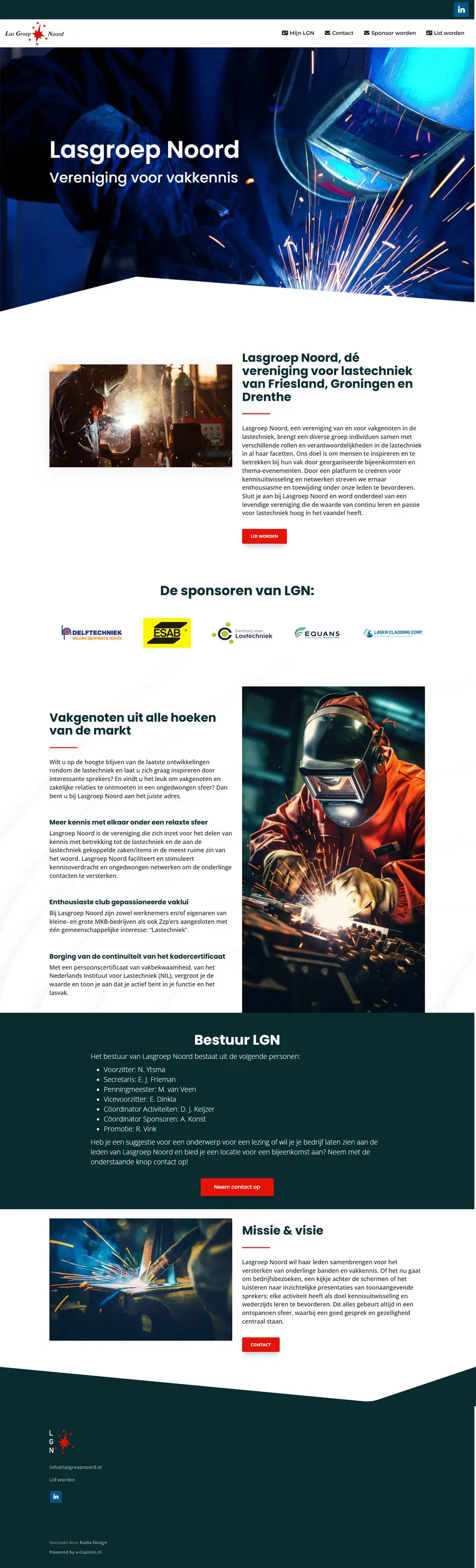 Homepage van Lasgroep Noord op desktop