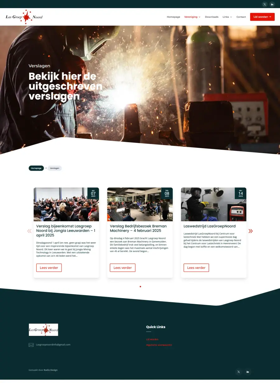 Verslagen-pagina van Lasgroep Noord