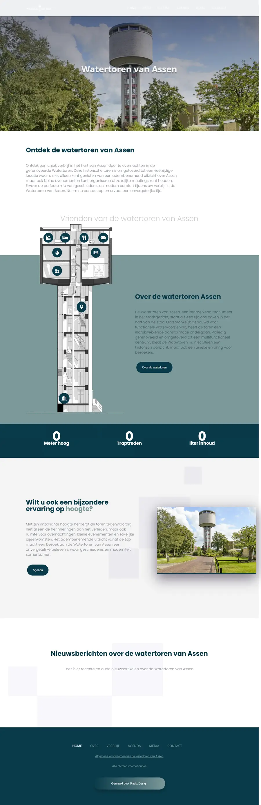 Homepage van Watertoren Assen op desktop